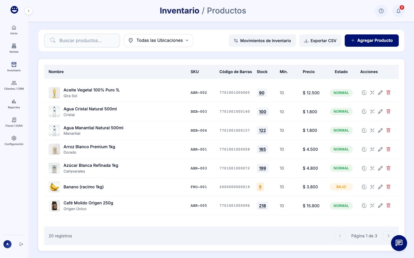 POSYMA — Movimientos de inventario